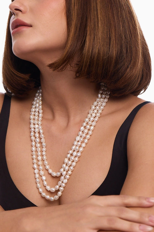 WhiteTriple Baroque Pearl Necklace