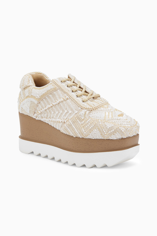 Latte Folk Wedding Wedge Sneakers