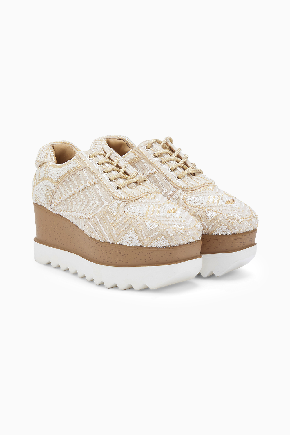 Latte Folk Wedding Wedge Sneakers