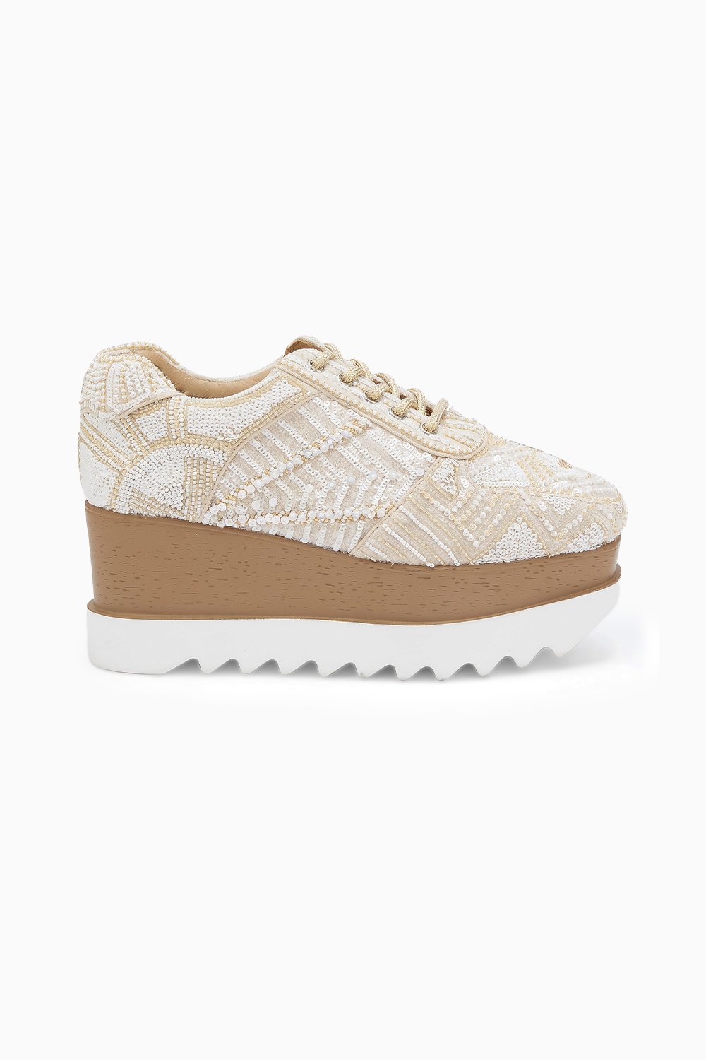 Latte Folk Wedding Wedge Sneakers