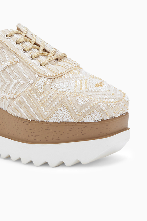 Latte Folk Wedding Wedge Sneakers