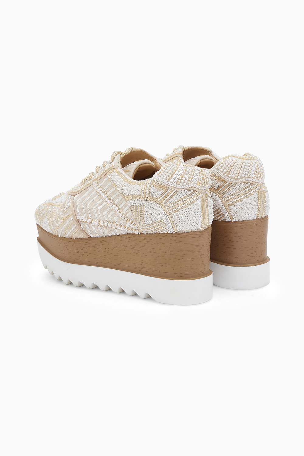 Latte Folk Wedding Wedge Sneakers