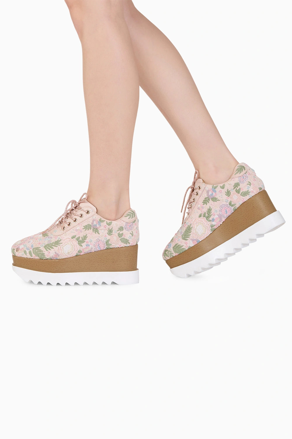 Blush Peony Wedge Sneakers