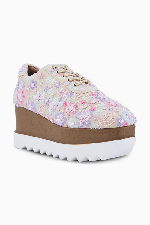 Floral Polka Wedge Sneakers