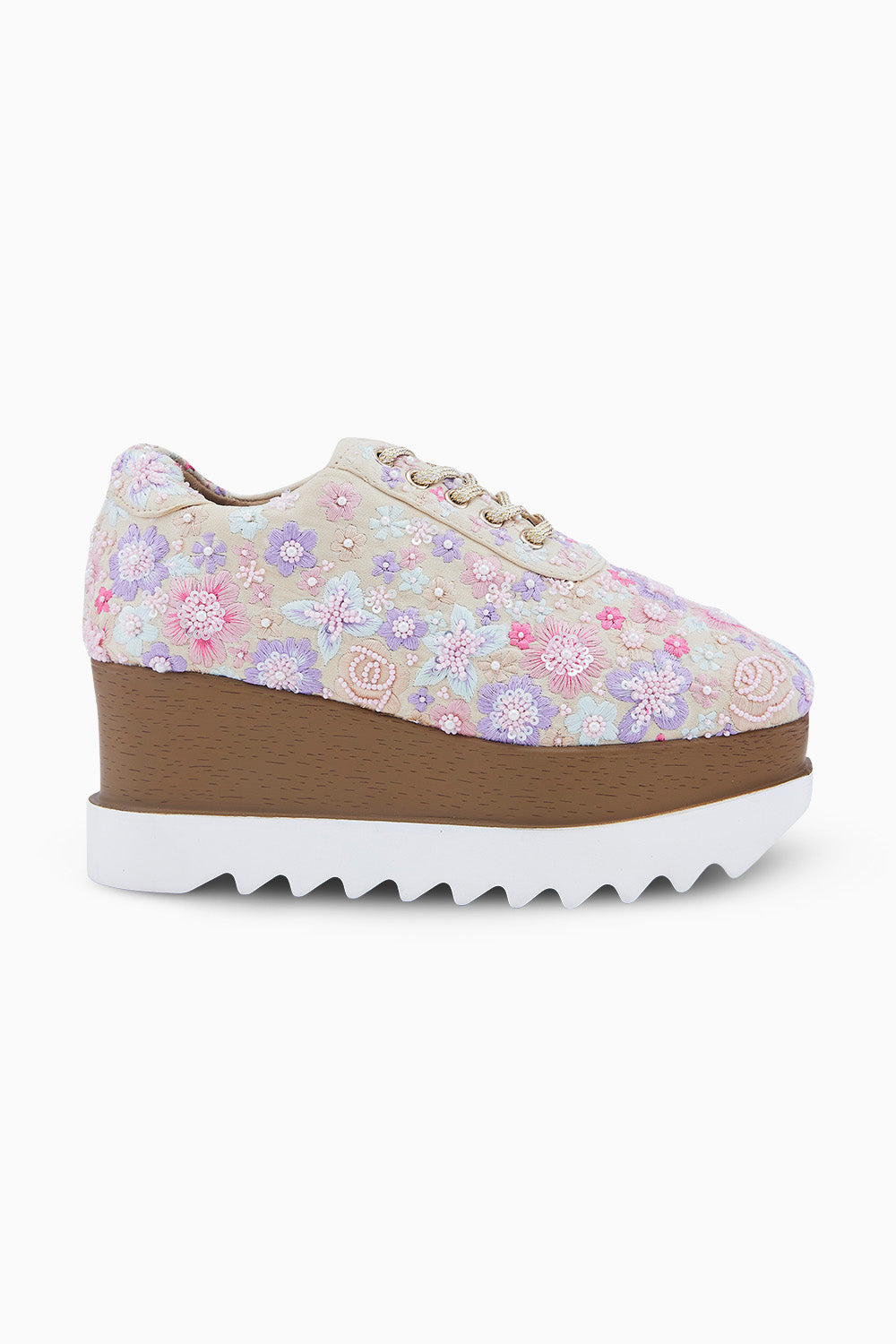 Floral Polka Wedge Sneakers