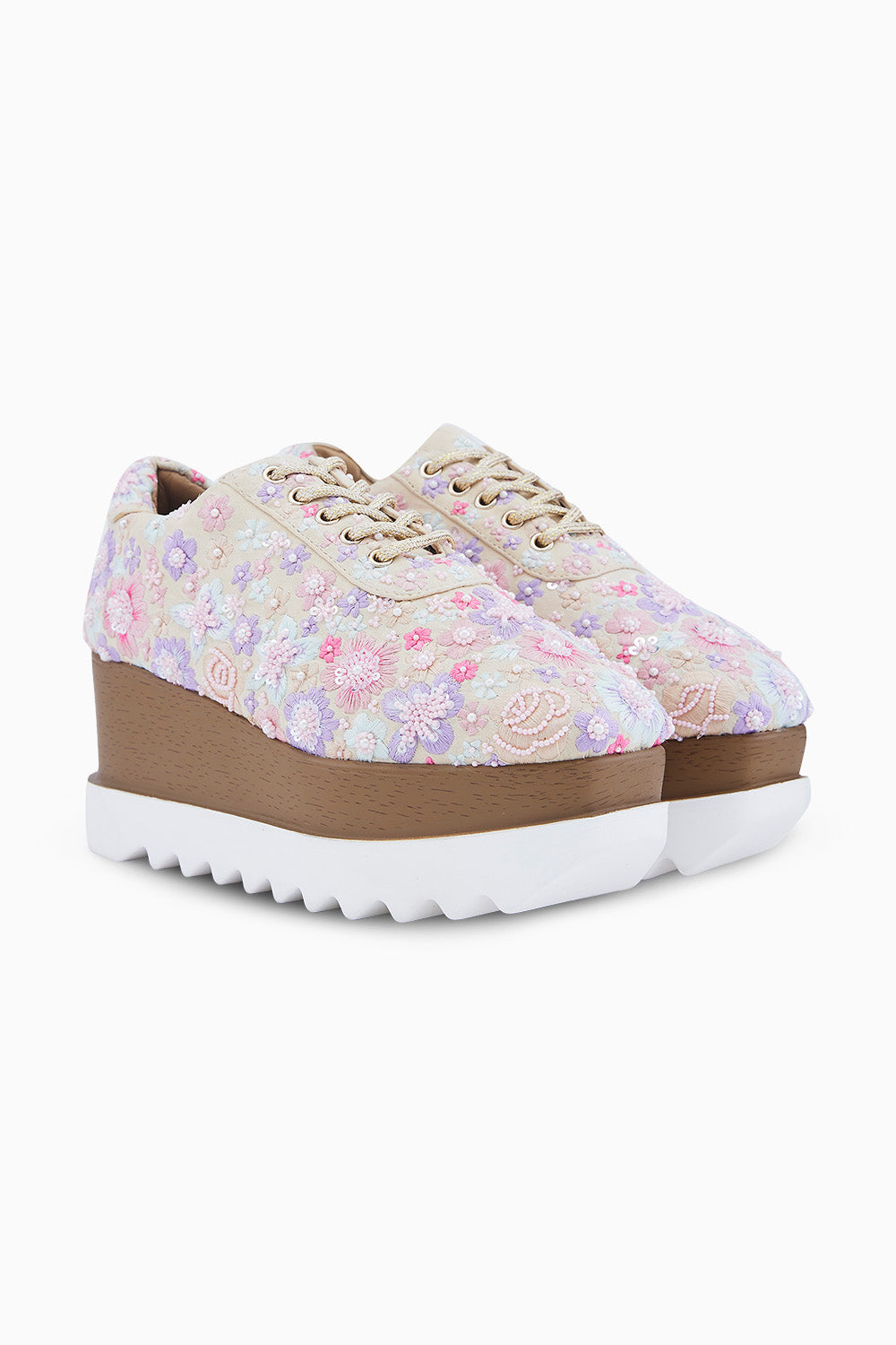 Floral Polka Wedge Sneakers