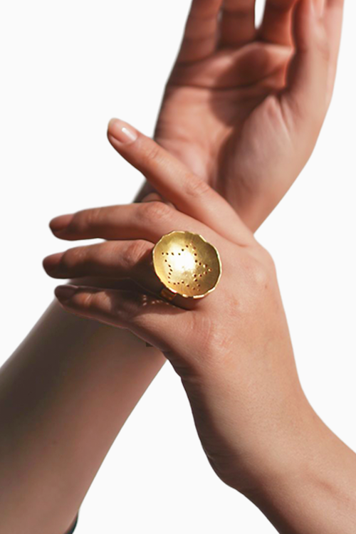 Golden Mogra Solid Ring