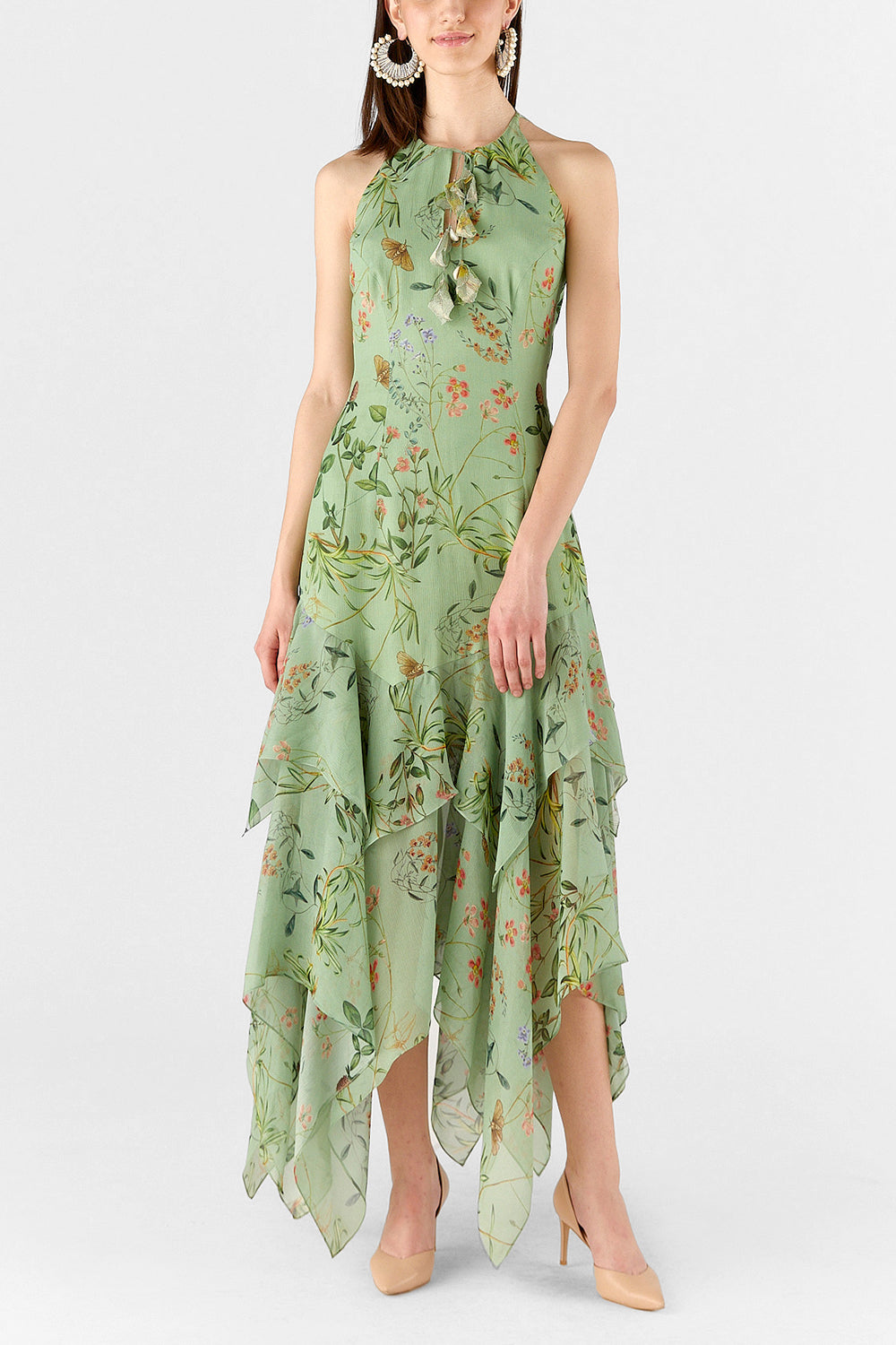 Sea Green Floral Printed Dress