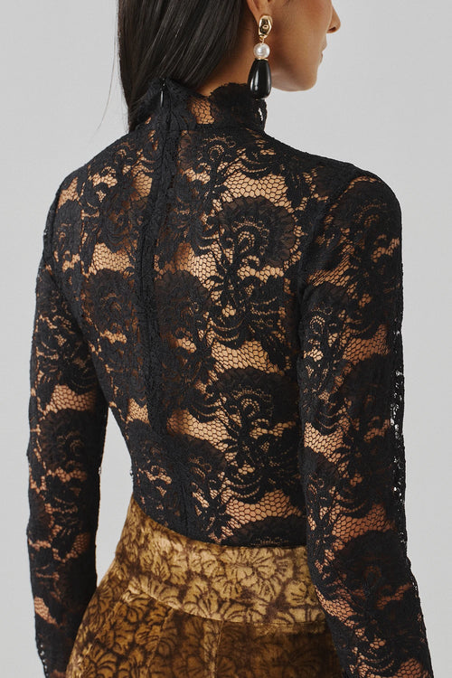 Muse Bodysuit in Shadow Black