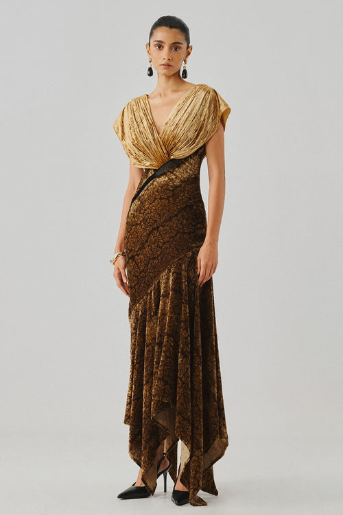 Zarina Velvet Ajrakh Gown