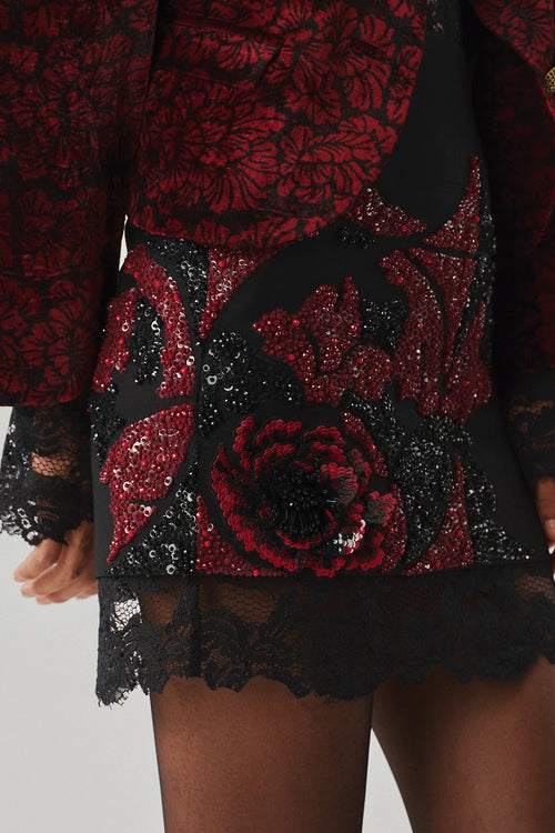 Wild Rose Embroidered Mini Skirt