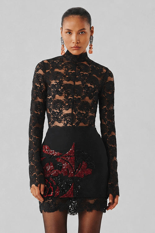 Wild Rose Embroidered Mini Skirt