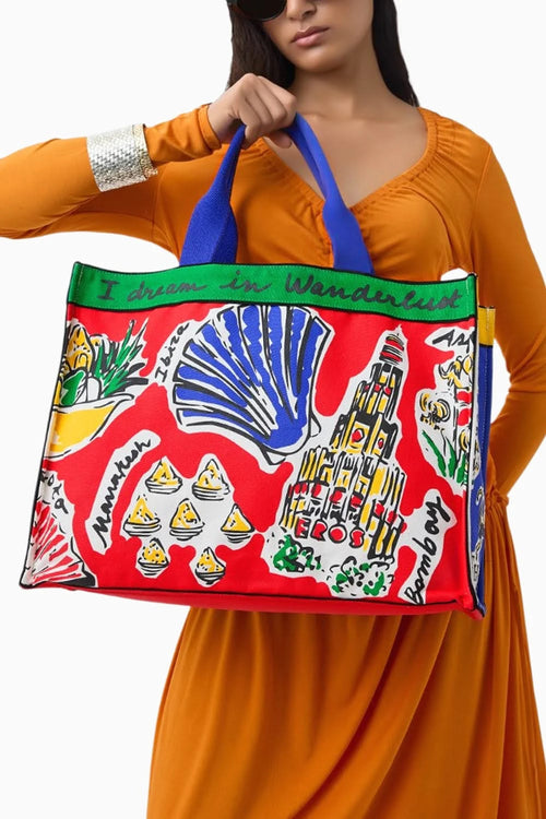 The Multi-color Wanderlust Tote Bag