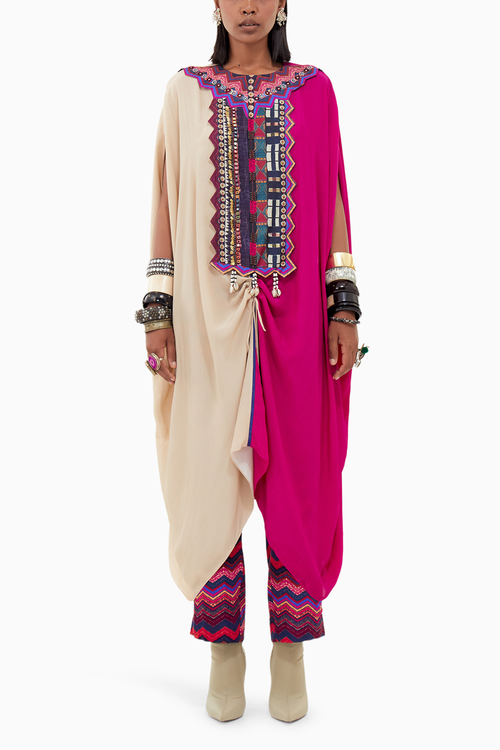Mogra Shocking Pink  Beyond Ken Ritu Kaftaan Tunic Set