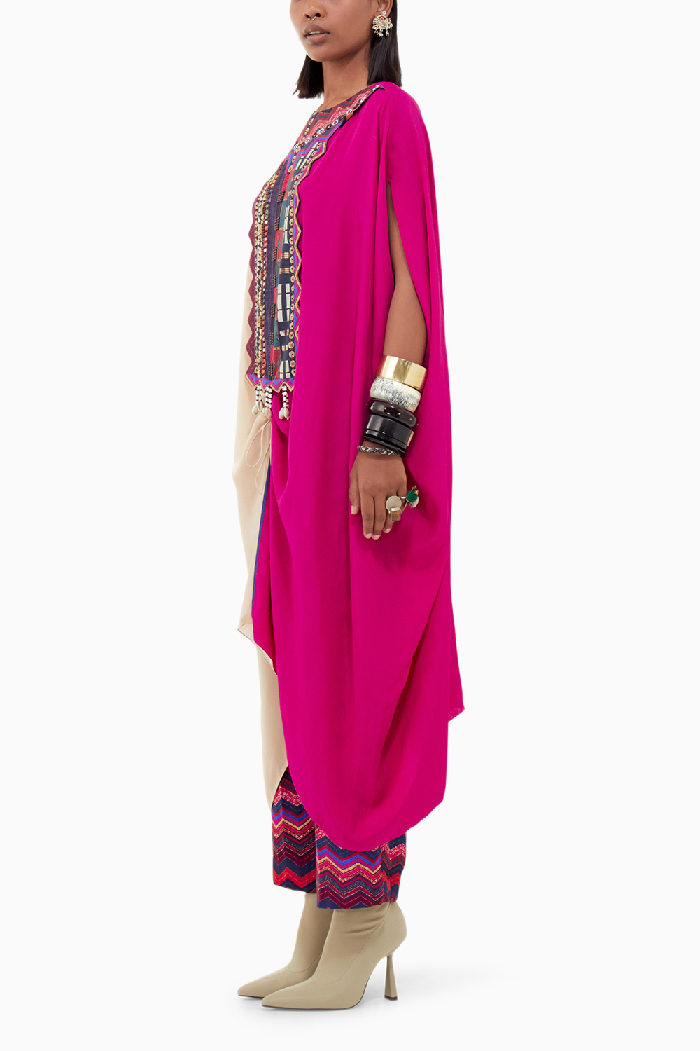 Mogra Shocking Pink  Beyond Ken Ritu Kaftaan Tunic Set