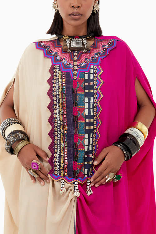 Mogra Shocking Pink  Beyond Ken Ritu Kaftaan Tunic Set