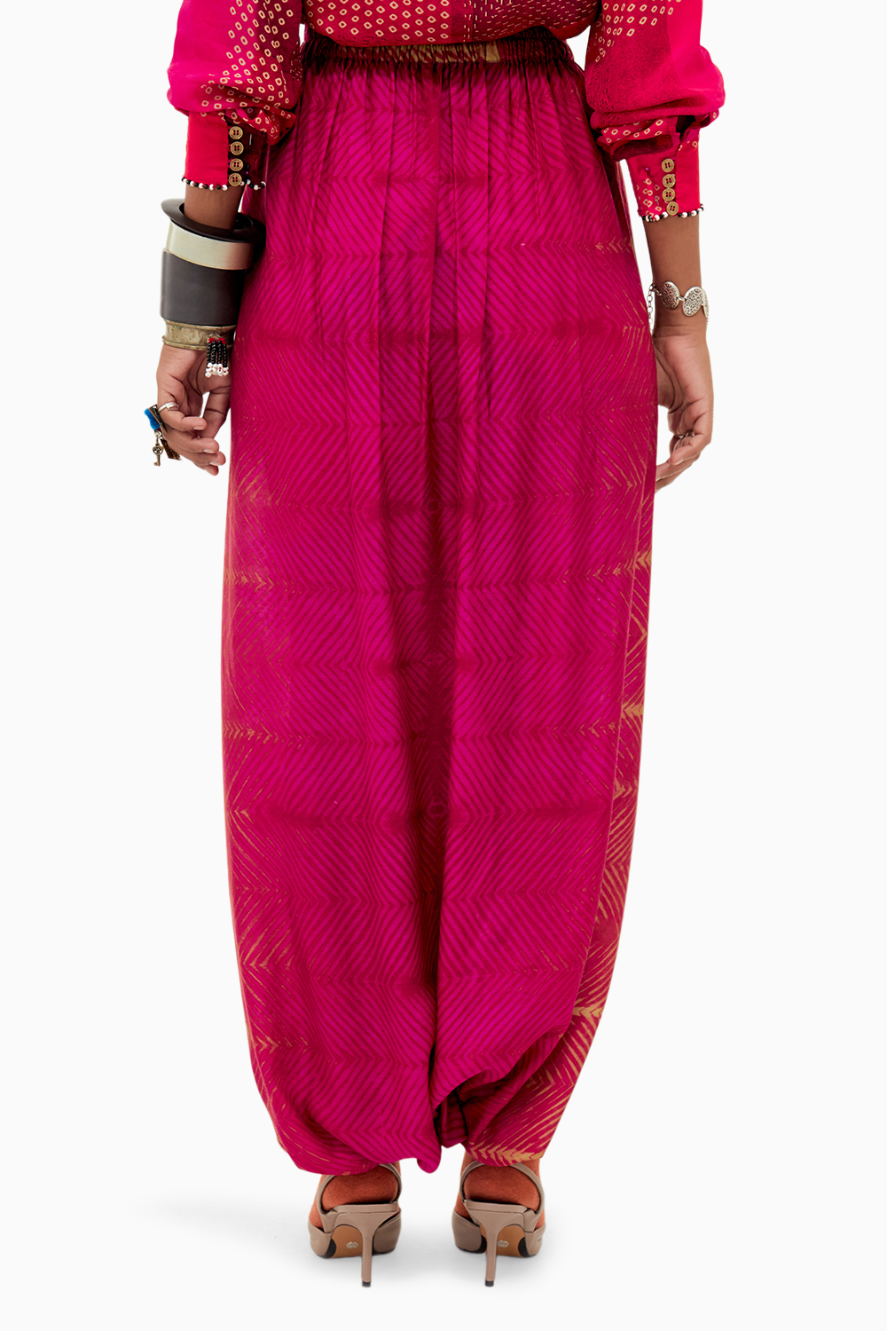 Shocking Pink Beyond Ken Atri Straight Shirt with Drape Pants Set