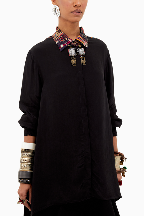 Multi Beyond Ken Gilet with Shirt and Drape Skirt Set