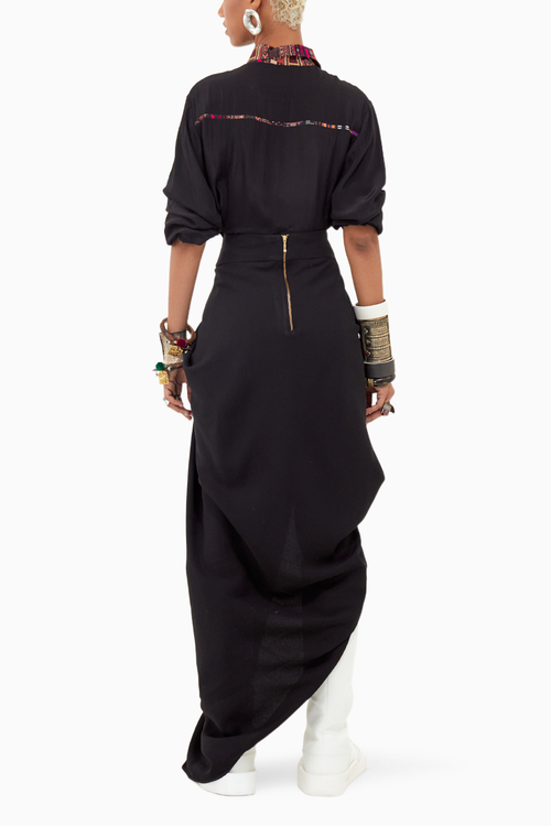 Multi Beyond Ken Gilet with Shirt and Drape Skirt Set