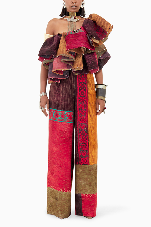Multi  Beyond Ken Roxanna Ruffle Top and Pants Set