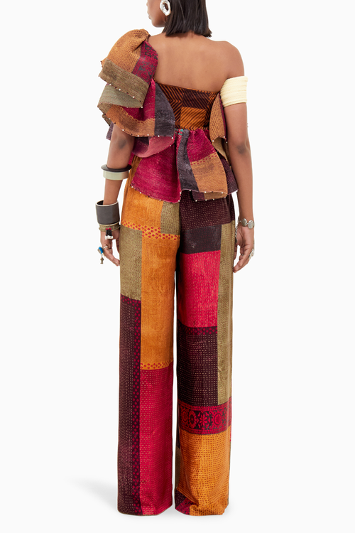 Multi  Beyond Ken Roxanna Ruffle Top and Pants Set