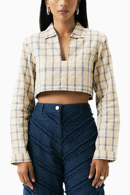 Cream-Blue Mirage Shirt