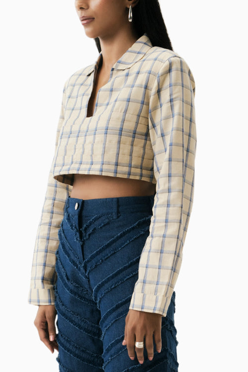 Cream-Blue Mirage Shirt