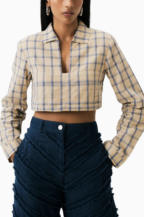 Cream-Blue Mirage Shirt