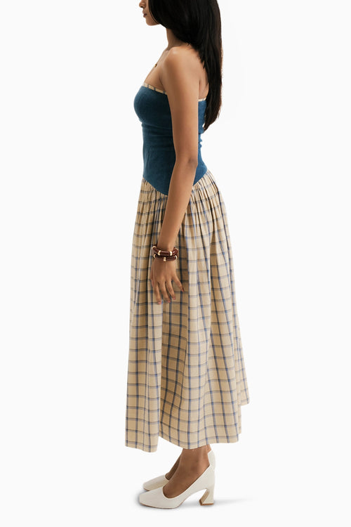 Cream-Blue Riviera Dress