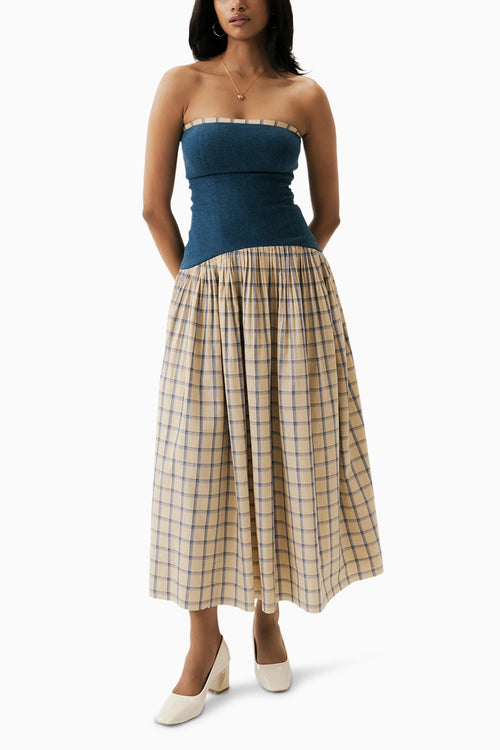 Cream-Blue Riviera Dress