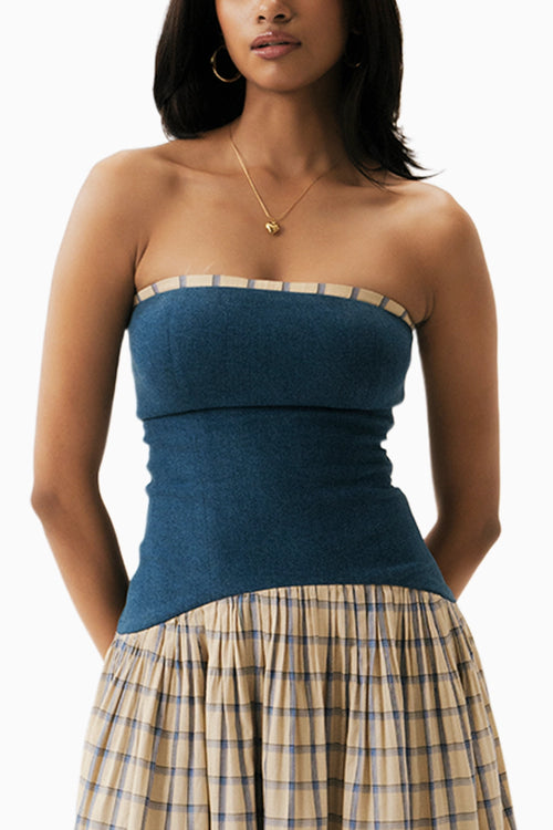 Cream-Blue Riviera Dress
