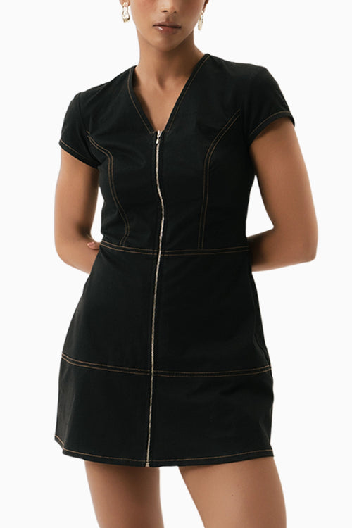 Black Paneled Mini Dress