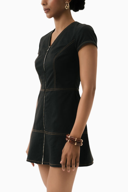 Black Paneled Mini Dress