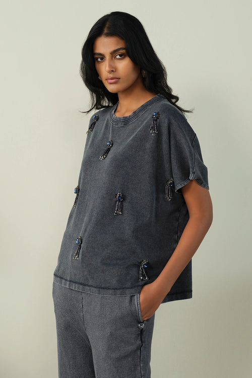 Overdyed Jewelled Co-ord Set