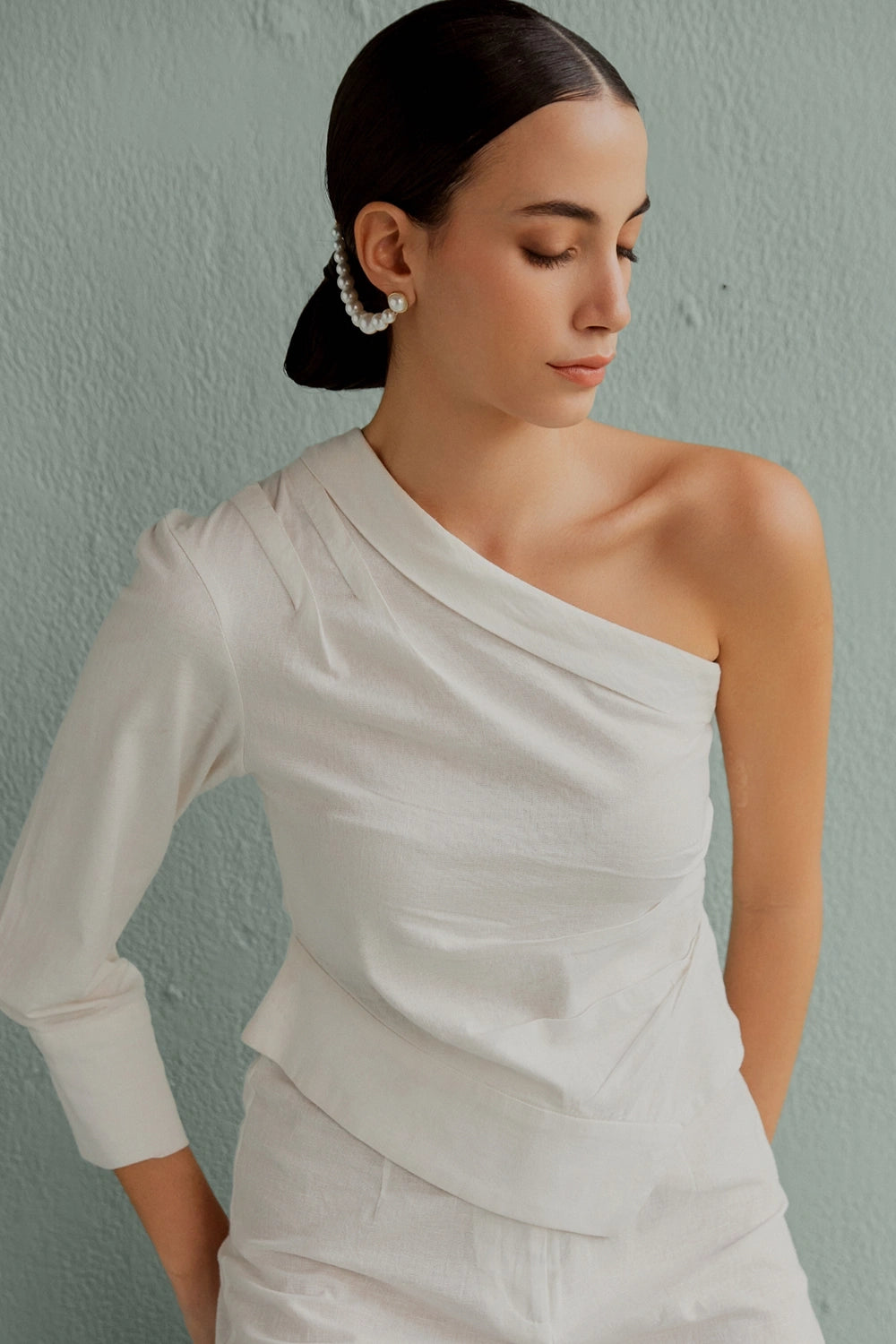 Chloe White One Shoulder Top With Pants