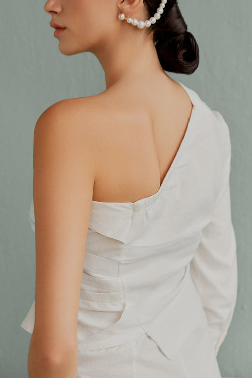 Chloe White One Shoulder Top With Pants