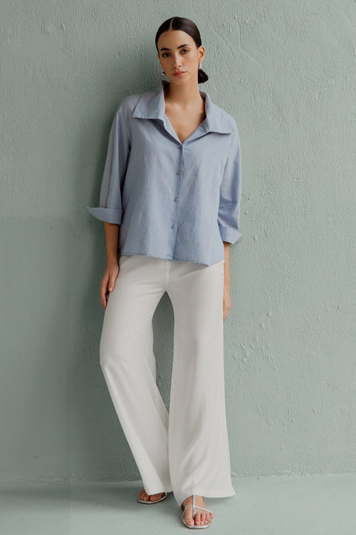 Kha Sky Blue Overlap Shirt