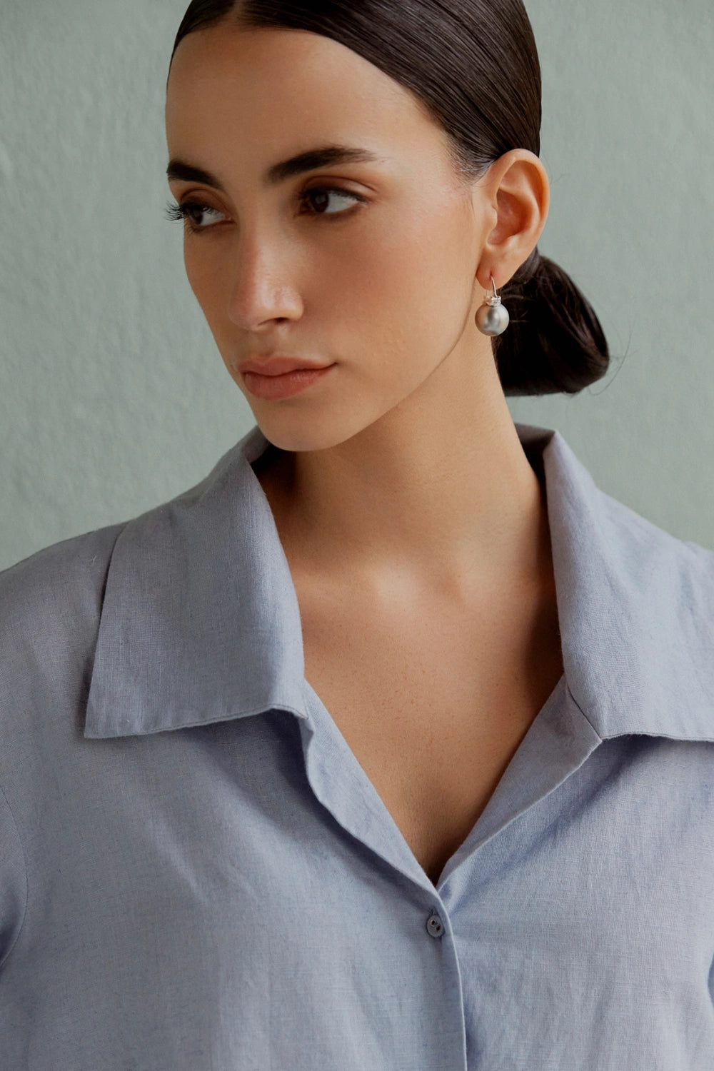 Kha Sky Blue Overlap Shirt