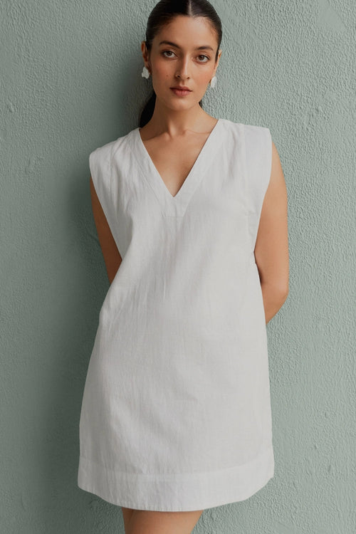 Aur White Shift Dress