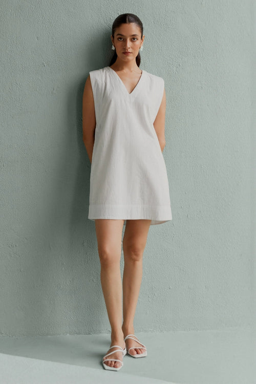 Aur White Shift Dress