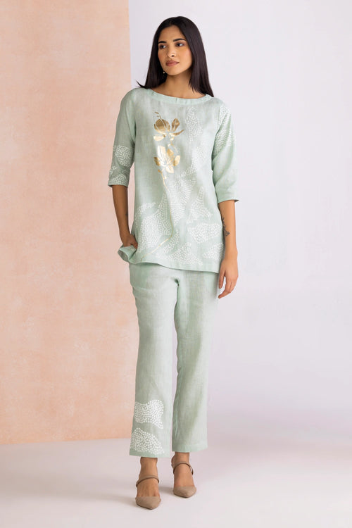 Aurora Mona Blue Top And Pant Set