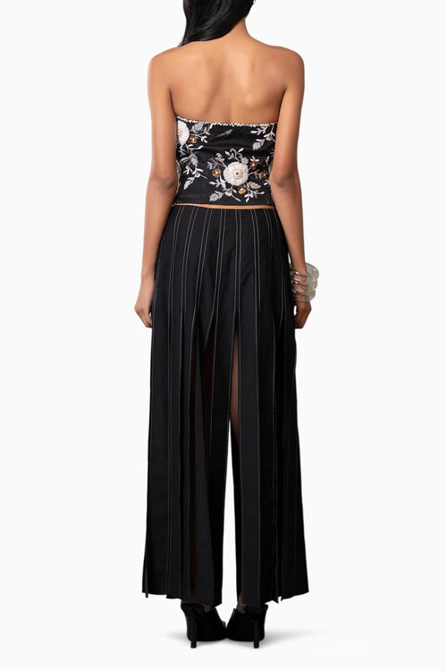 Onyx Embroidered Top and Kuro Shredded Skirt