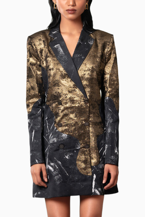 Onyx Patchwork Blazer Dress