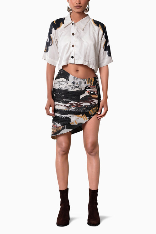 Ichi Cross Placket Shirt and Chasm Pleated Skirt