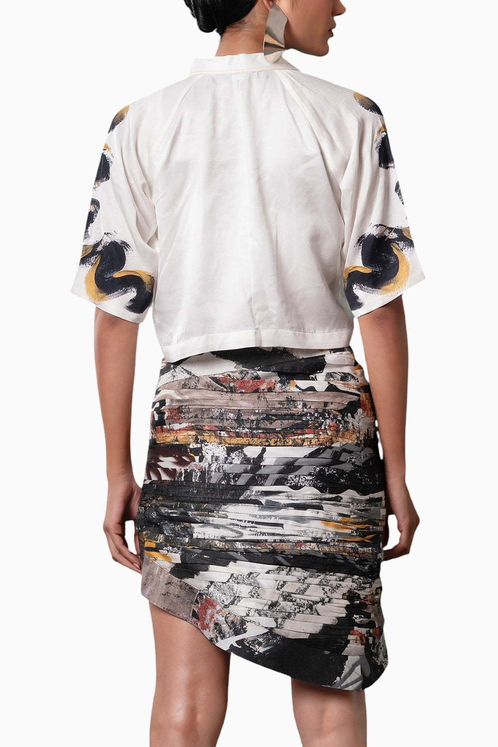 Ichi Cross Placket Shirt and Chasm Pleated Skirt