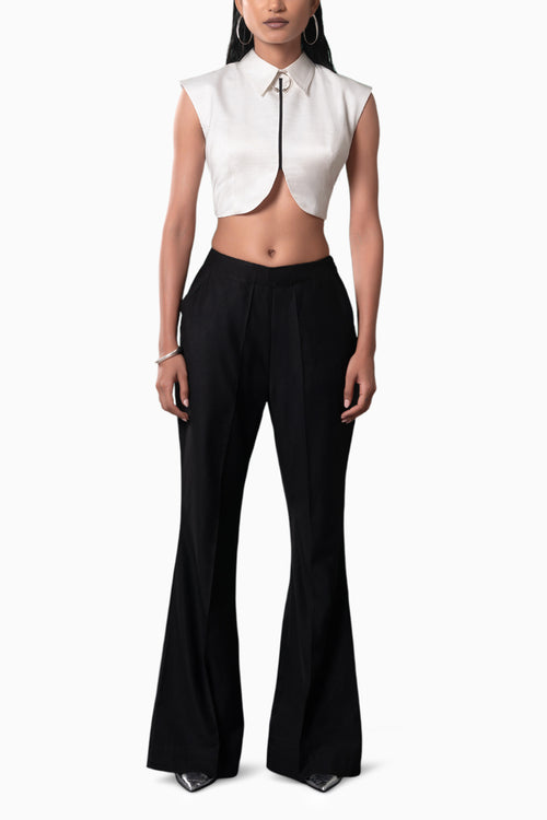 Shiro Cropped Shirt with Kuro Slit Trouser