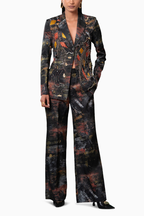 Kage Embroidered Blazer with Kage Pleated Trouser Set