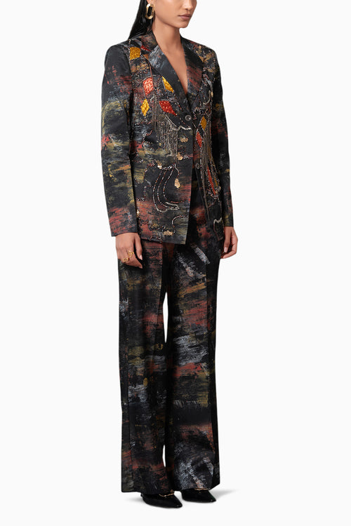 Kage Embroidered Blazer with Kage Pleated Trouser Set