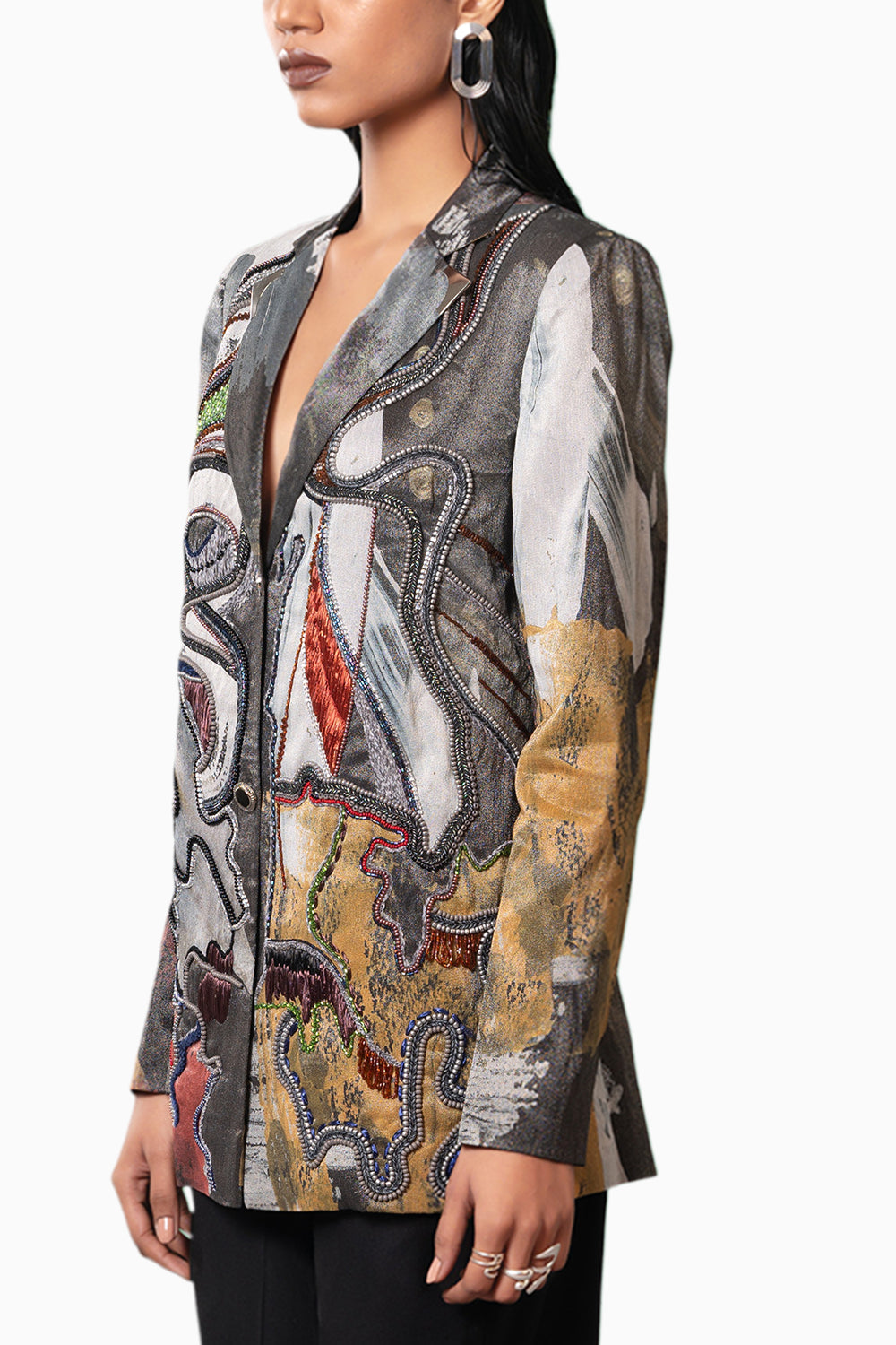Ecru Embroidered Blazer