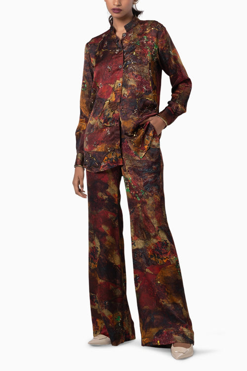 Sepia Embroidered Shirt Set